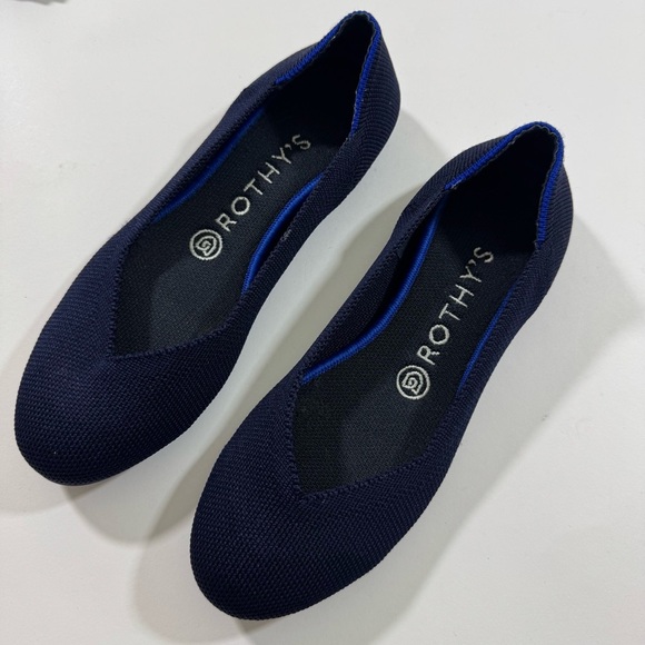 Rothys Knit Washable Ballet Flats Navy Blue Size 7 - Picture 2 of 9